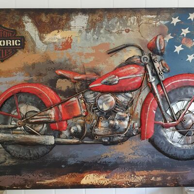 Quadro decorativo murale in metallo con moto in metallo goffrato Taglia XXL 120X80
