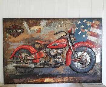 Tableau  décoration murale métal avec moto en relief en métal Taille XXL 120X80 2