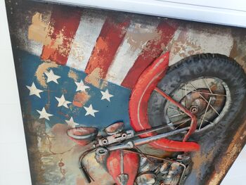 Tableau  décoration murale métal avec moto en relief en métal Taille XXL 120X80 10