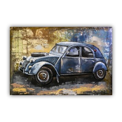 Tableau  décoration murale métal 2CV CITROEN en relief en métal Taille XXL 120X80