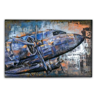 Table metal wall decoration Plane in relief in metal Size XXL 120X80