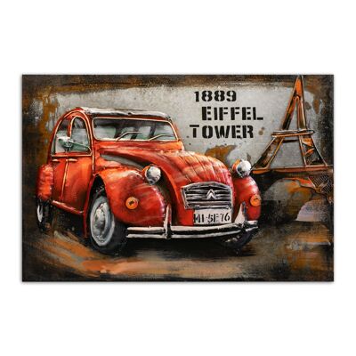 CITROEN 2CV metal wall decoration table in relief in metal Size 60X40