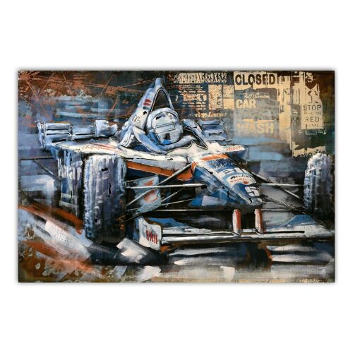 Tableau  décoration murale métal Course automobile Formule 1 F1 en relief en métal Taille XXL 120X80
