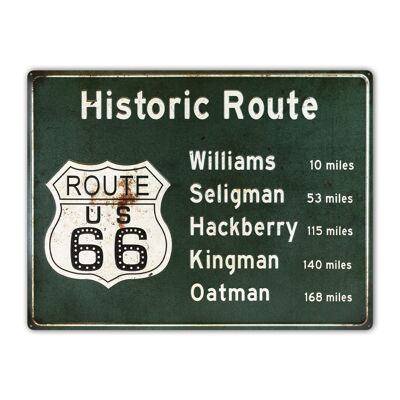 Metal frame wall decoration XL metal plaque Route 66 directional sign