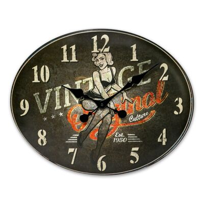 Vintage wall decoration metal clock 49 cm in relief