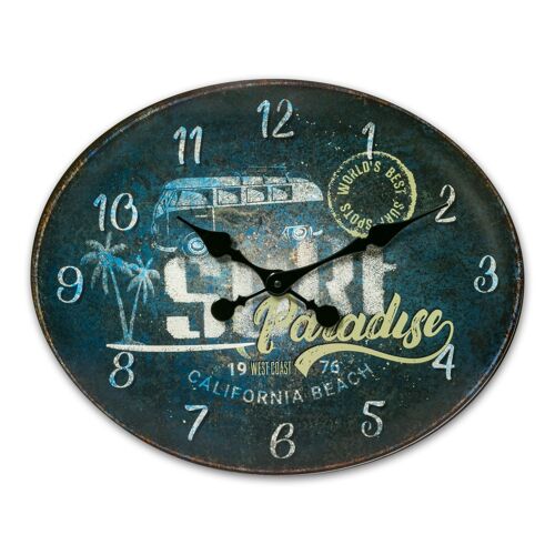 Horloge métal décoration murale Voiture rétro 49 cm en relief