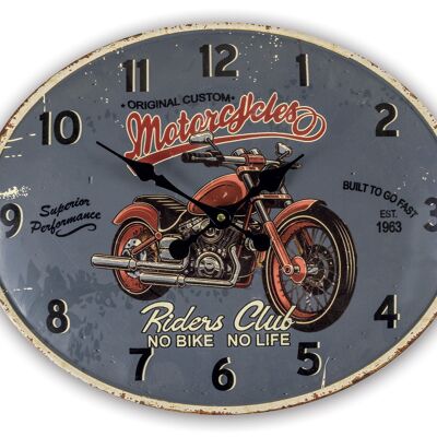 Reloj de metal decoración de pared Moto 49 cm en relieve