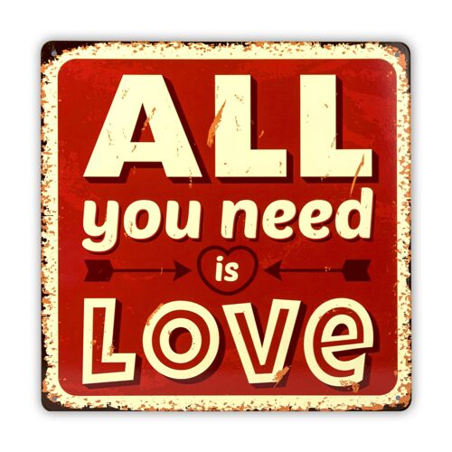 Plaque décoration métal Amour ALL You Need is Love