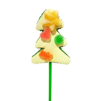 PRÉSENTOIR DE BROCHETTES GUIMAUVE SAPIN DE NOËL 28g  - lot de 30 brochettes