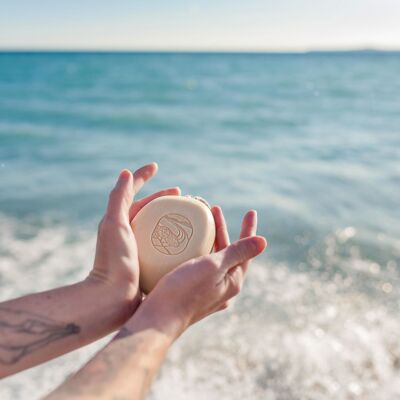 Sandalwood pebble soap on rope 200g