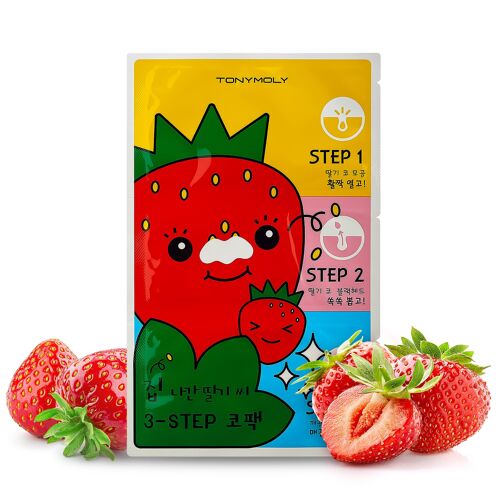 TONYMOLY Runaway Strawberry Seeds 3 Step Nose Pack - Peel Off Nose Strip ¦ Blackhead removal | Korean Skin Care