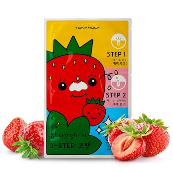 TONYMOLY Runaway Strawberry Seeds 3 Step Nose Pack - Peel Off Nose Strip ¦ Élimination des points noirs | Soins de la peau coréens 1