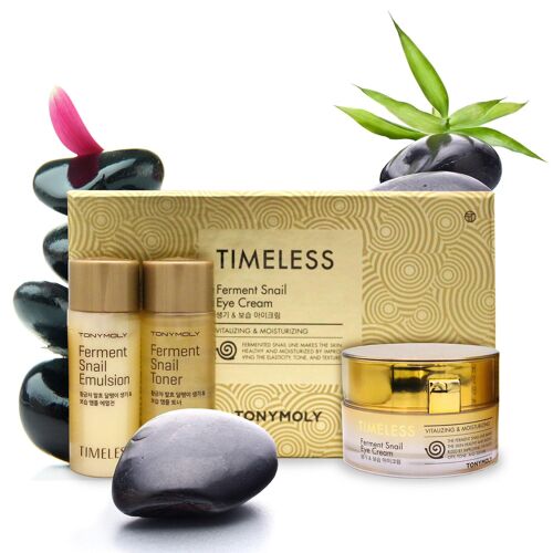 TONYMOLY Timeless Ferment Snail Eye Cream (Includes Free 20ml Ferment Snail Toner & 20ml Ferment Snail Emulsion) | Korean Skin Care