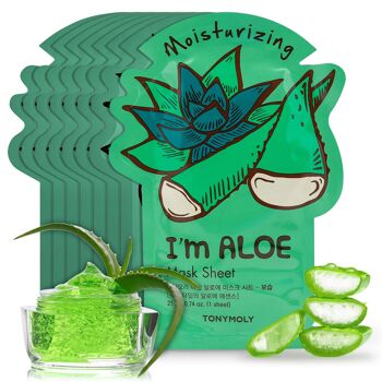 TONYMOLY I'm Aloe Sheet Mask - Lot de 10 | Soins de la peau coréens 1