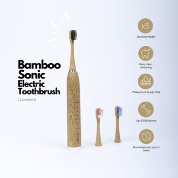 Brosse à dents électrique sonique en bambou 5