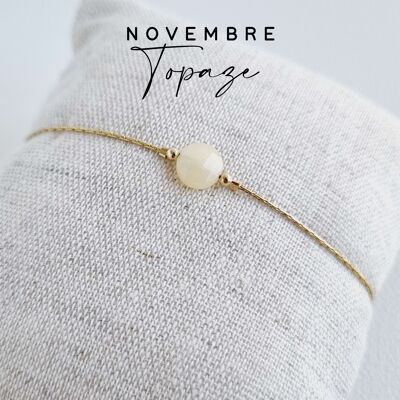 Bracelet pierre de naissance du mois de Novembre : Topaze