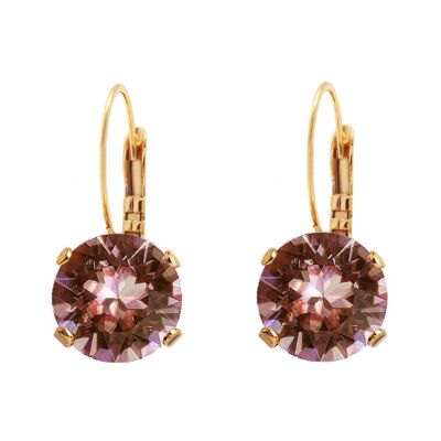 Boucles d'oreilles cercle, cristal 8 mm - Or - Rose fard à joues