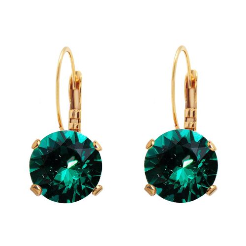 Circle Earrings, 8mm Crystal - Silver - Emerald