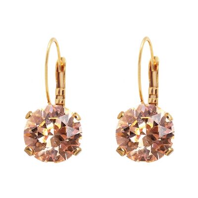 Circle Earrings, 8mm Crystal - Gold - Light Peach