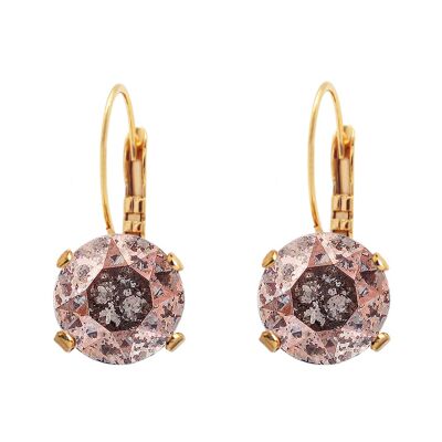 Boucles d'Oreilles Cercle, Cristal 8mm - Argent - Patine Rose