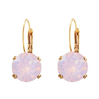 Pendientes circulares, cristal de 8 mm - oro - ópalo de agua rosa