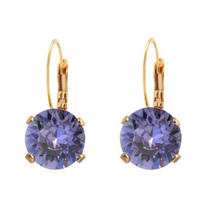 Circle Earrings, 8mm Crystal - Gold - Tanzanite