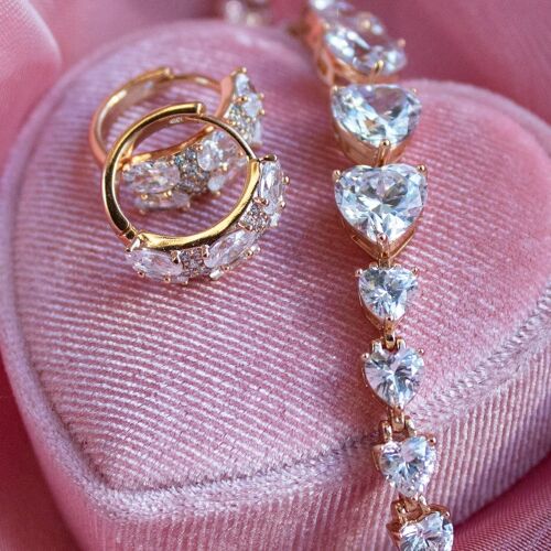 Rose Gold Jewellery Set 'Circle Earrings and Braceel