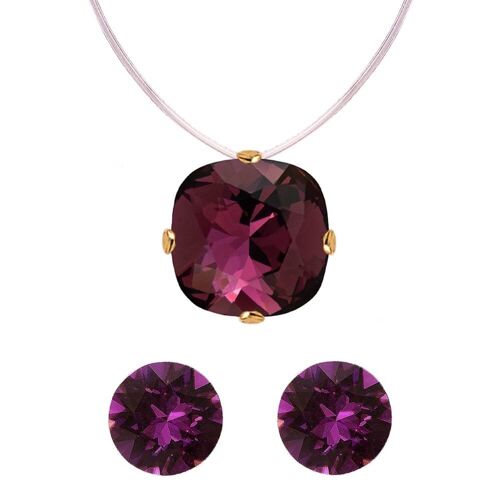 Jewellery Set 'Cloven Hoof and Invisible Necklace' - Silver - Amethyst