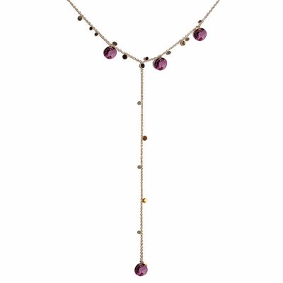 Collier avec cristaux pour la zone du décolleté (finition dorée uniquement) - Améthyste