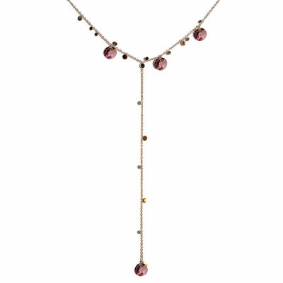 Necklace with Crystals for décolleté Area (Gold three only) - Antique Pink
