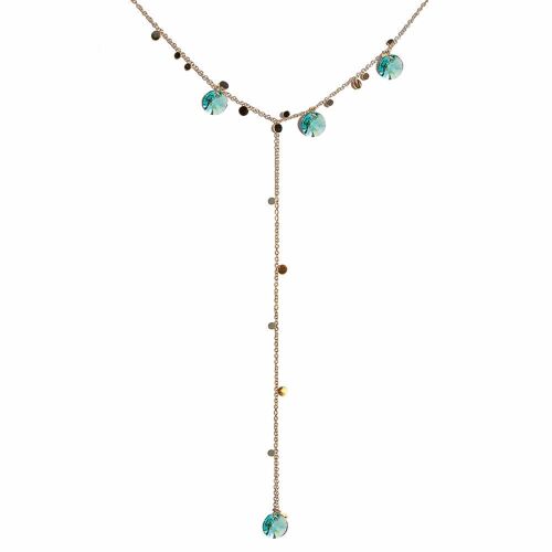 Necklace Chain With Crystals for décolleté Area (Gold Trim Only) - Aquamarine