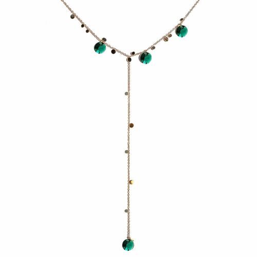 Necklace with Crystals for décolleté Area (Gold Finish Only) - Emerald