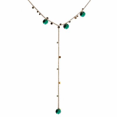 Collier avec cristaux pour la zone du décolleté (finition dorée uniquement) - Émeraude