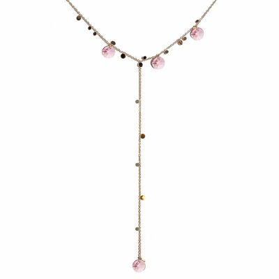 Necklace with Crystals for décolleté Area (Gold Finish Only) - Light Rose