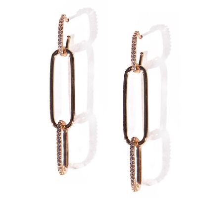 Boucles d'Oreilles Longues avec Maillons de Cristal