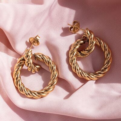 Gold Plated Earrings with Braided Circles