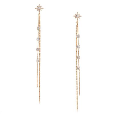 Long Earrings with Crystal Stars