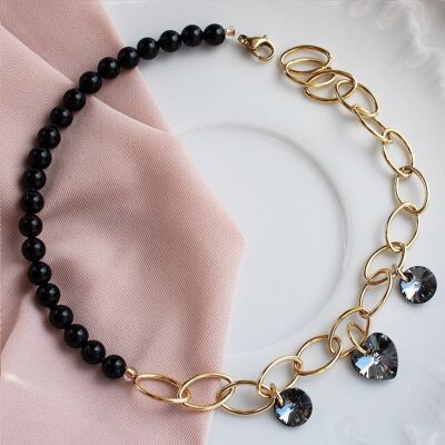 Ornamento GAMBA con cristalli e perle (solo oro) - Silvernight