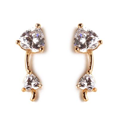 Crystal Stud Earrings with Hearts