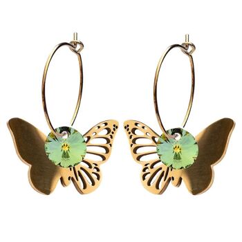 Boucles d'oreilles papillon, cristal 8mm - or - Sahara 1