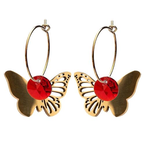 Butterfly earrings, 8mm crystal - gold - Scarlet