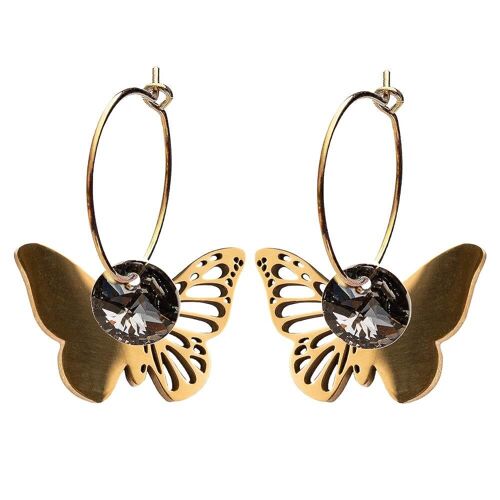 Butterfly earrings, 8mm crystal - gold - Silvernight