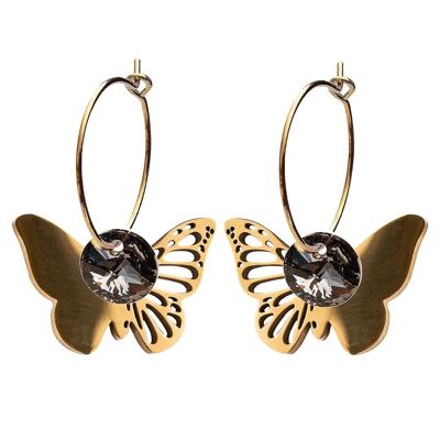 Pendientes mariposa, cristal 8mm - oro - Silvernight