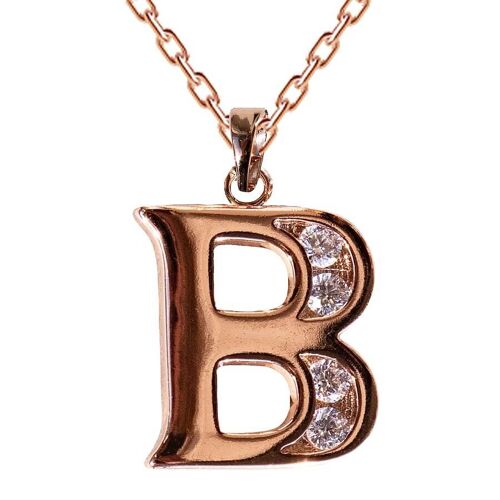 Necklace with crystal letter - b
