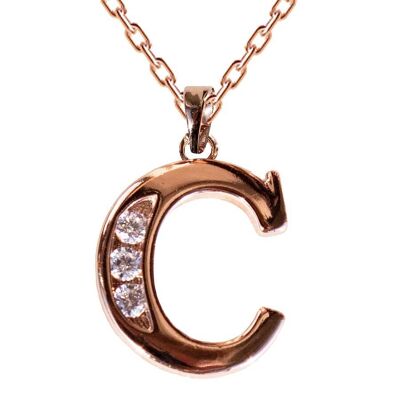 Necklace with crystal letter - c