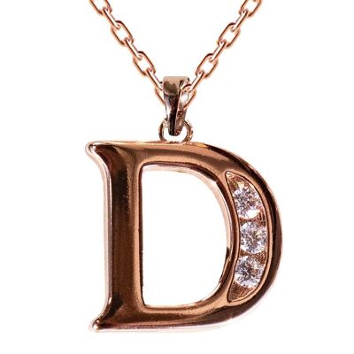 Necklace with crystal letter - D