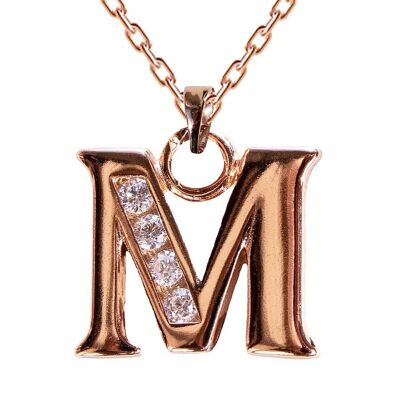 Necklace with crystal letter - m