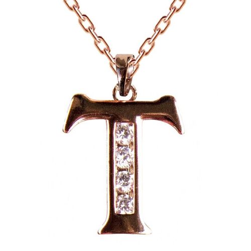 Necklace with crystal letter - t