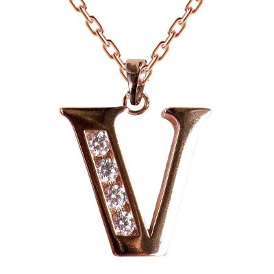 Necklace with crystal letter - v