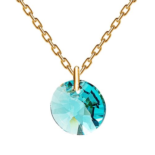 Necklace with a letter, 8mm crystal (gold only) - A, B, D, E, G, J, K, L, N, N, O, P, R, S, V, Z - Aquamarine